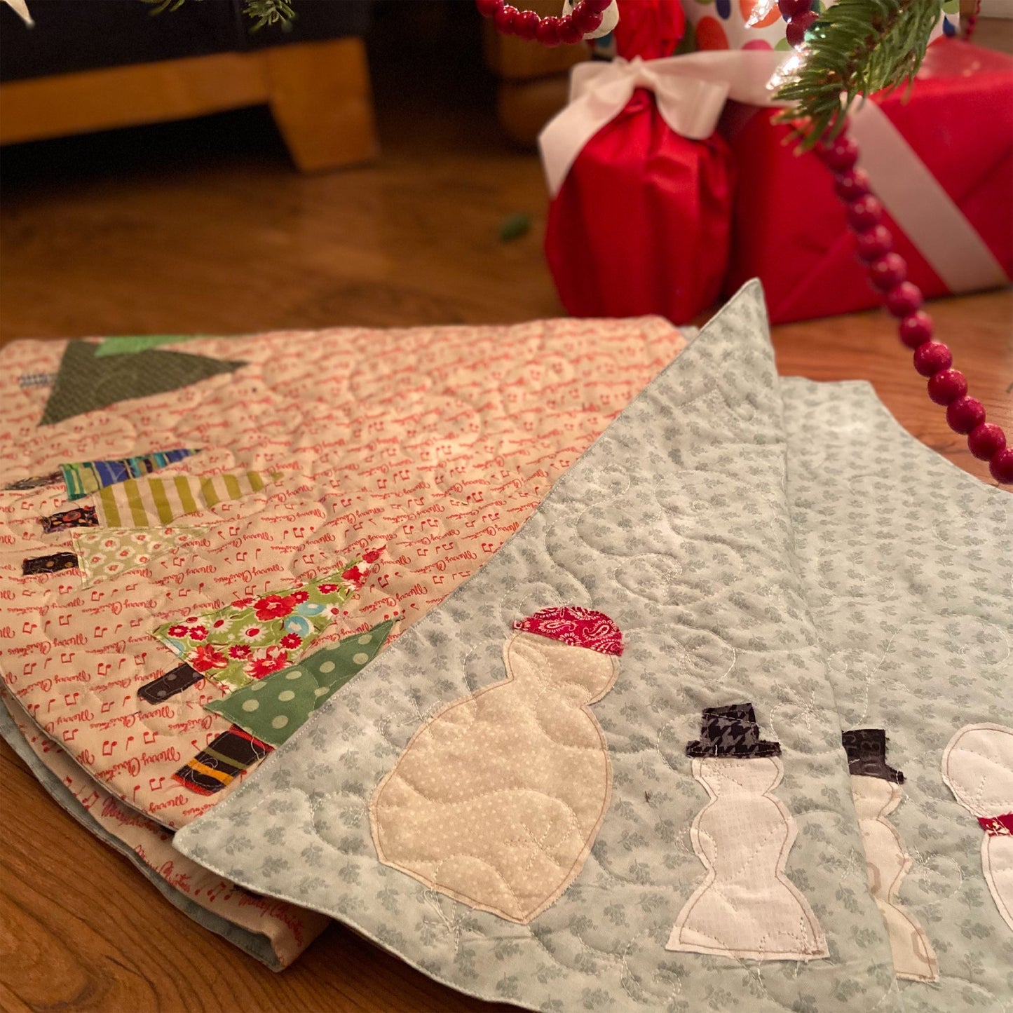 Let It Snow/ Oh Christmas Tree Reversible Tree Skirt PDF Quilt Pattern