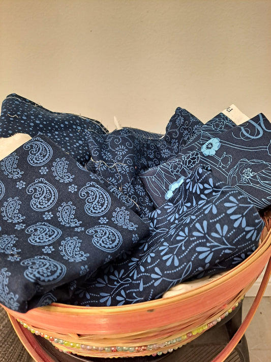 Scrappy Background Bliss~ Navy; Half Pound Fabric Bundle