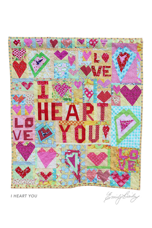 I Heart You quilt postcard (cards)