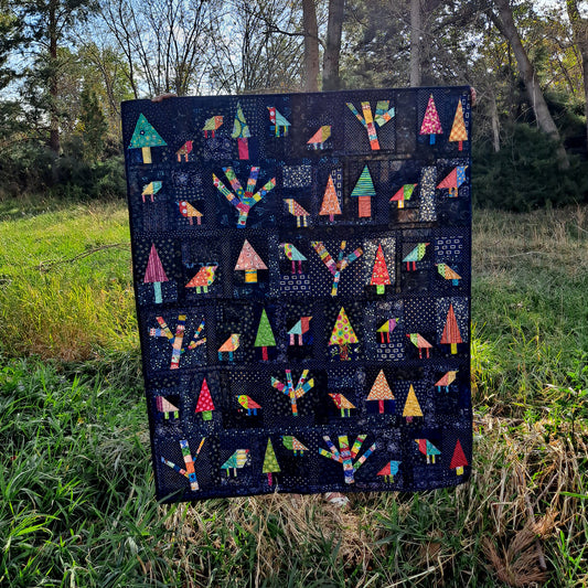 Enchanted Forest free form, scrap quilt PDF pattern